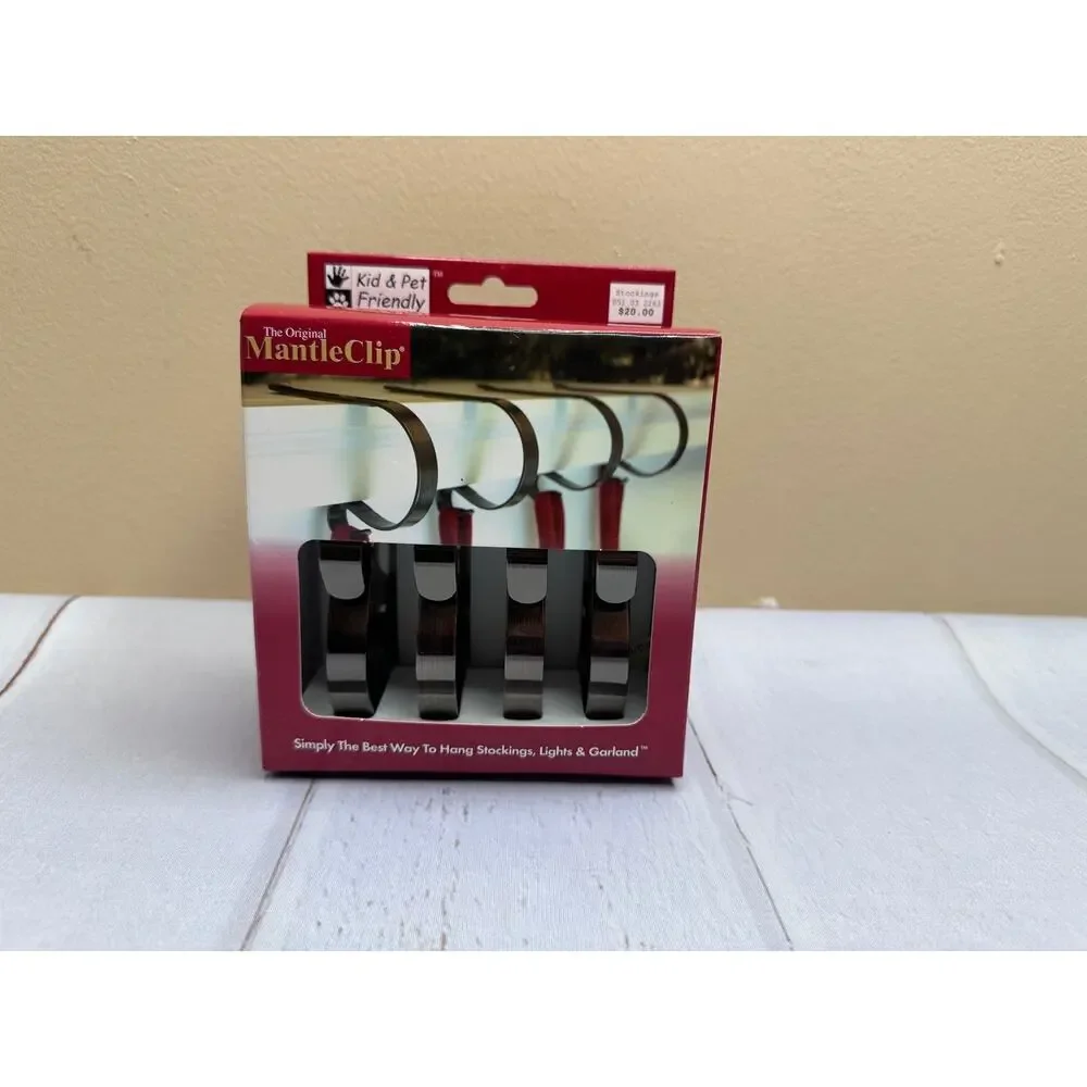 MantleClip Stocking Holder‎ 4pk Oil Rubbed Bronze Mantel Clips NEW